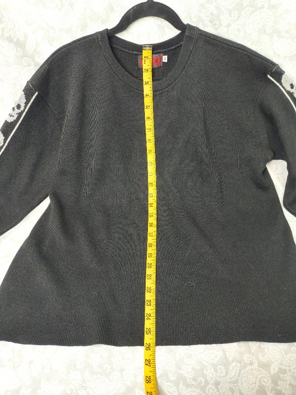 Vtg Morbid Threads Sweater Pullover Slipover Woman's XL Skull Sleeves 90's RARE - Picture 2 of 6